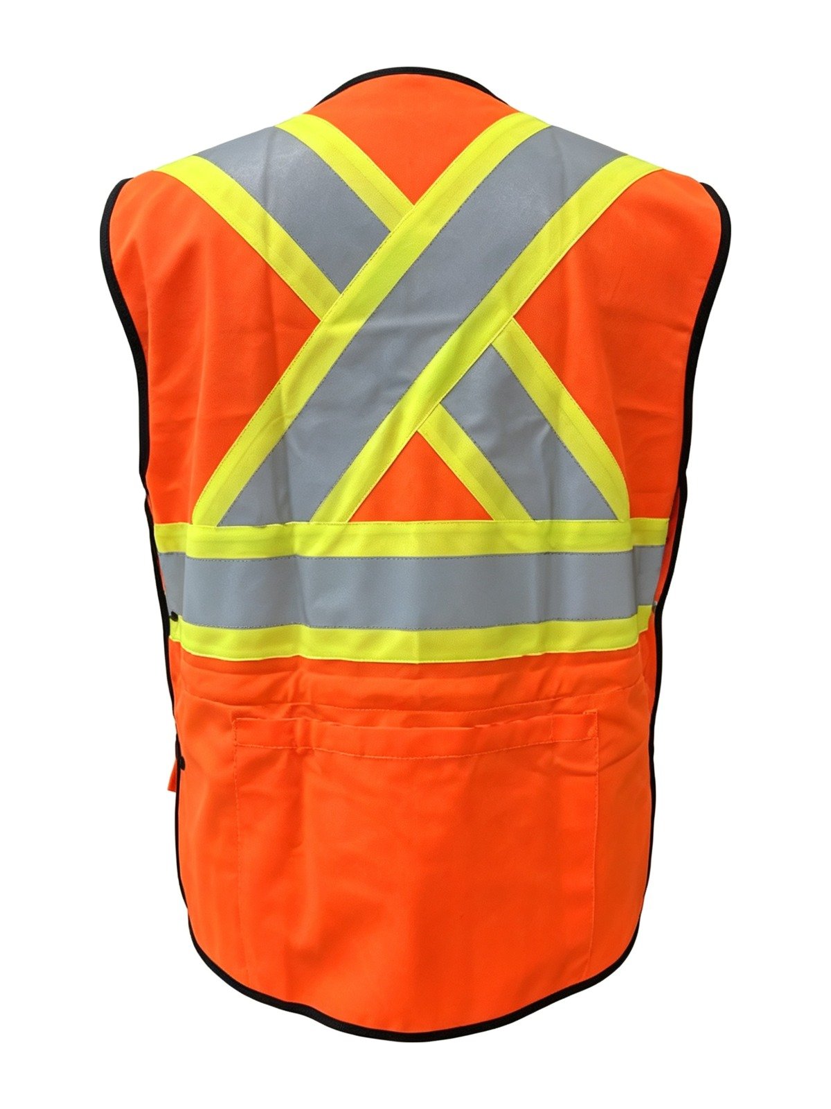 Hi-vis safety vest, back view with X-back tape
