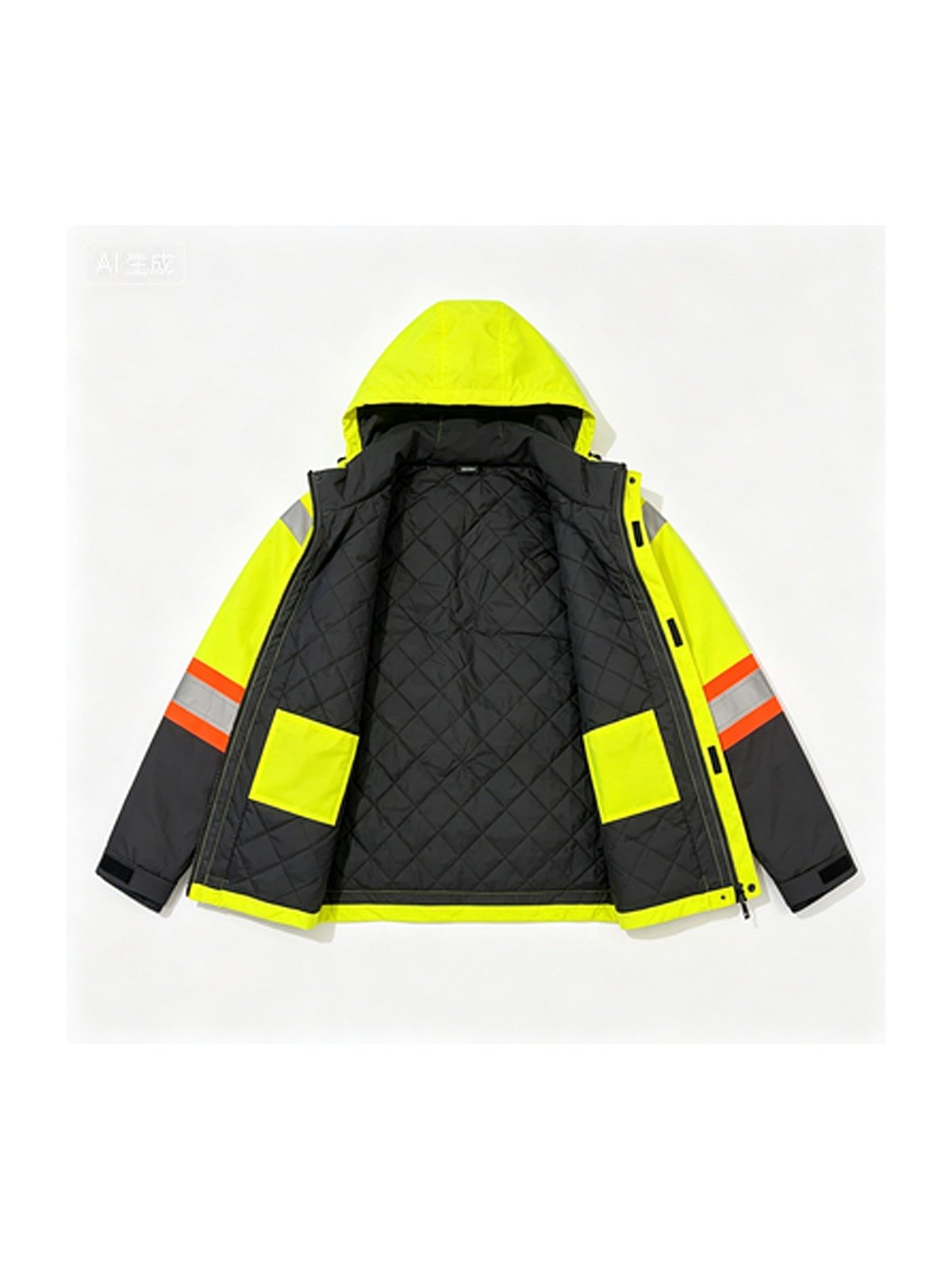 4-in-1 parka opened, showing quilted liner